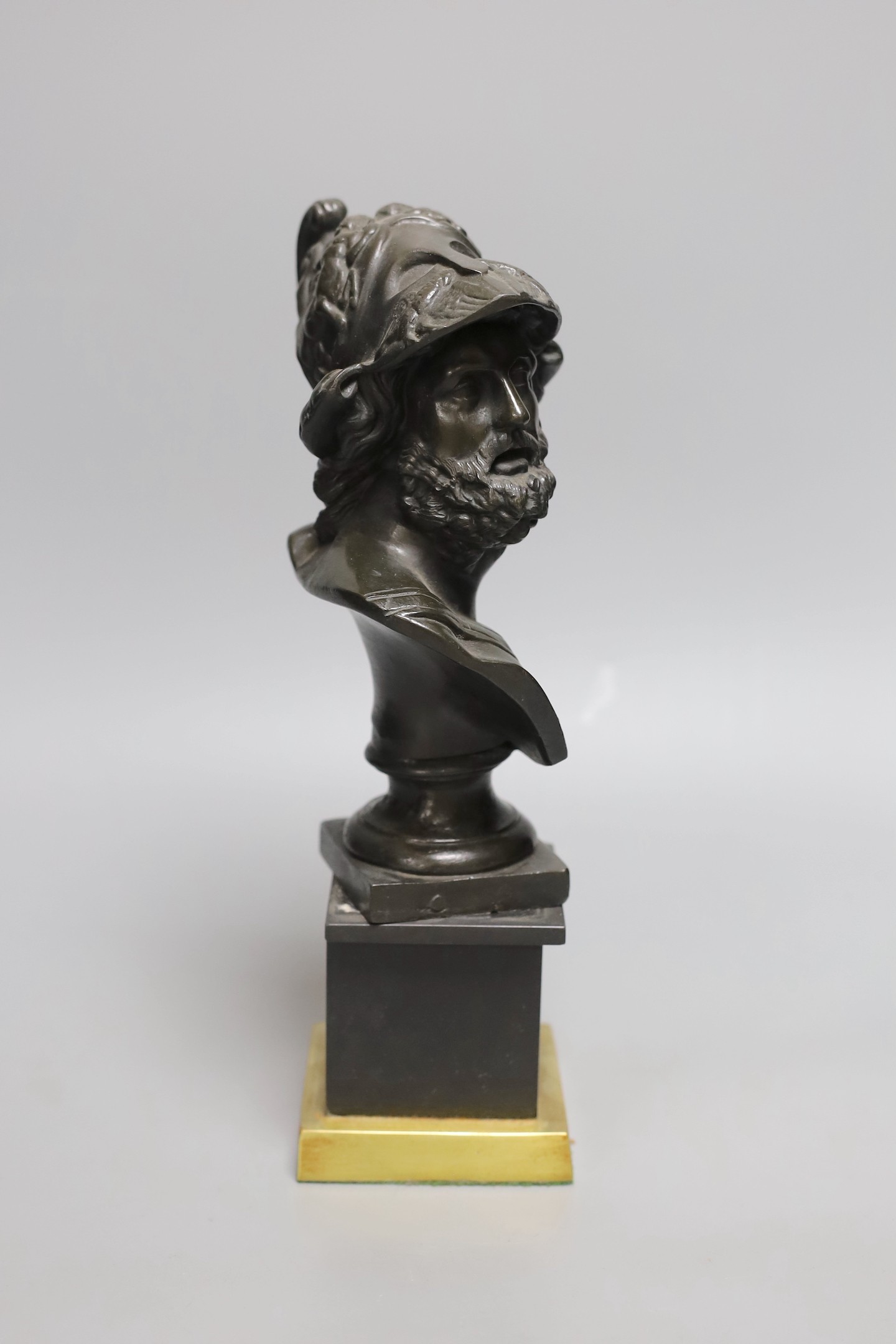 A grand tour style bronze bust of Menalaus 28cm